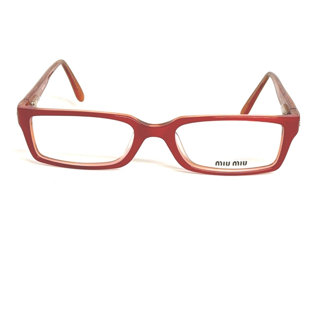 Miu Miu VMU07C Red Orange Rectangular Eyeglasses Frames 49-17-135 5BP-101